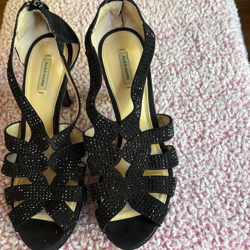Alex Marie Elegant Black Embellished Heels